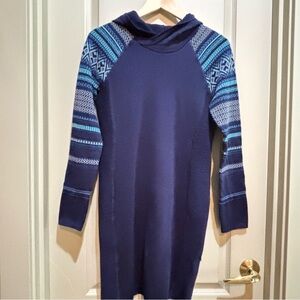 Krimson Klover Wool Blend Hoody Womens Medium Blue Pullover Tunic Outdoors Knit